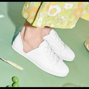 Freda Salvador Eda D’Orsay white calf sneaker.  Size 8.5.